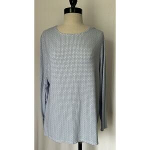 Chico's Blue Rayon Stretch Top Tee Shirt Womens 2 (12-14 L)